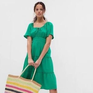 Gap Crinkle Gauze Tiered Midi Dress Small Petite